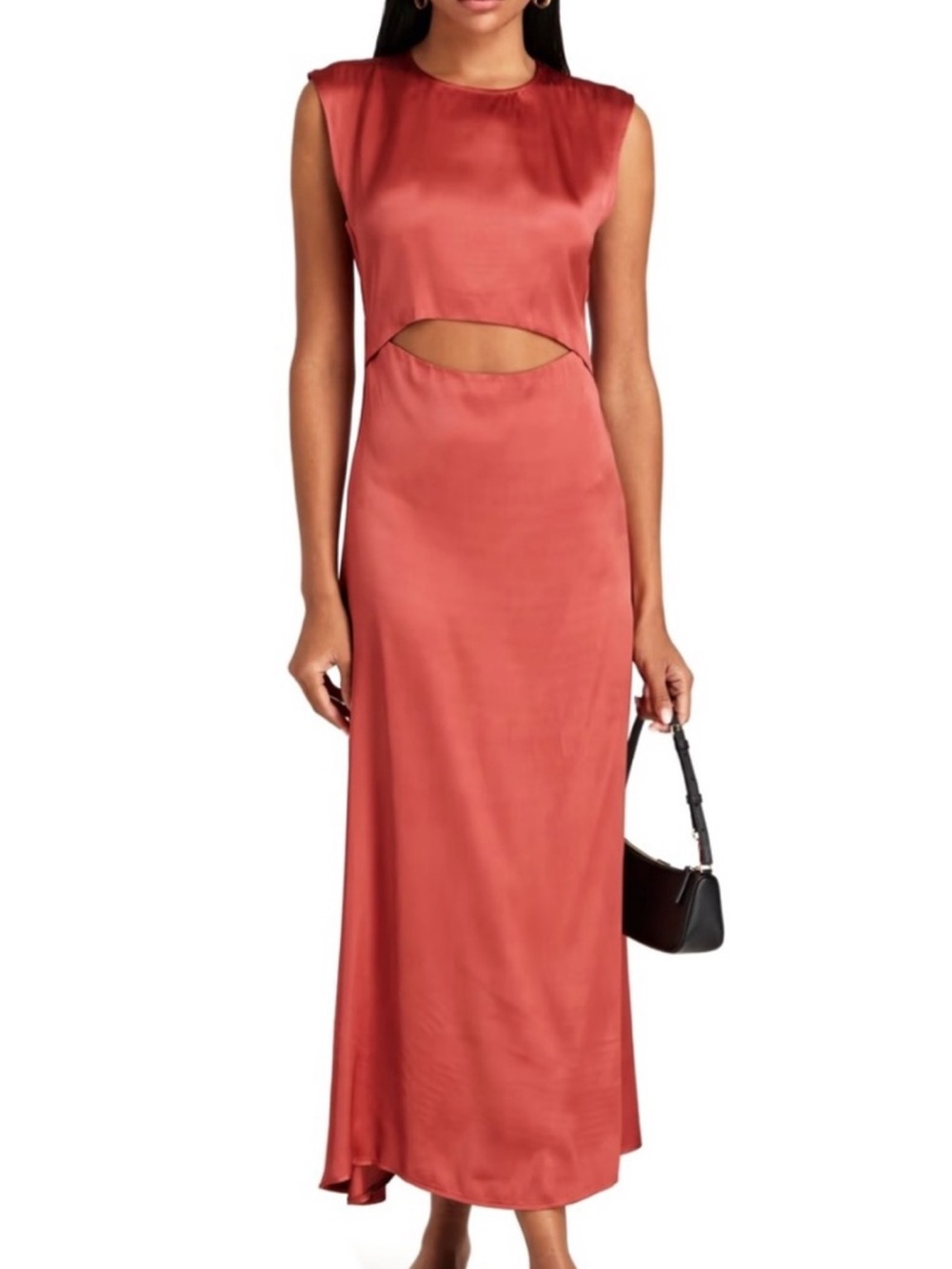 NEW LOULOU STUDIO CUTOUT SATIN MIDI DRESS